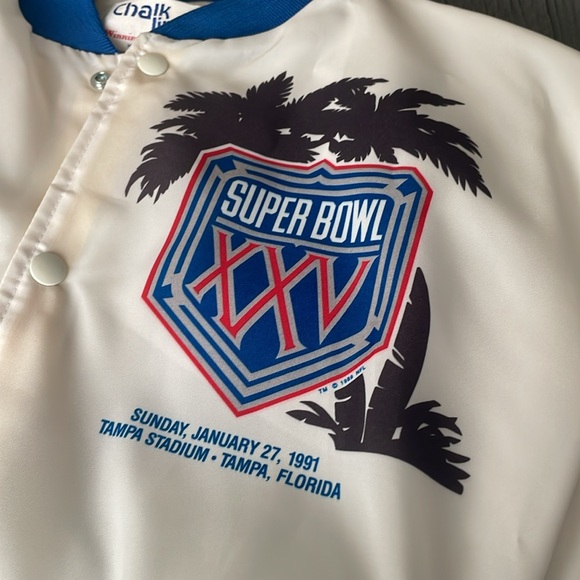 Men’s VINTAGE MADE IN USA CHALK LINE SUPERBOWL XXV SILVER ANNIVERSARY JACKET SZL - Picture 5 of 8